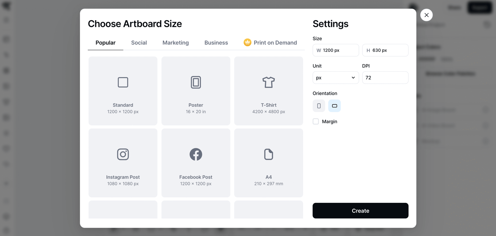 Canvas Sizes